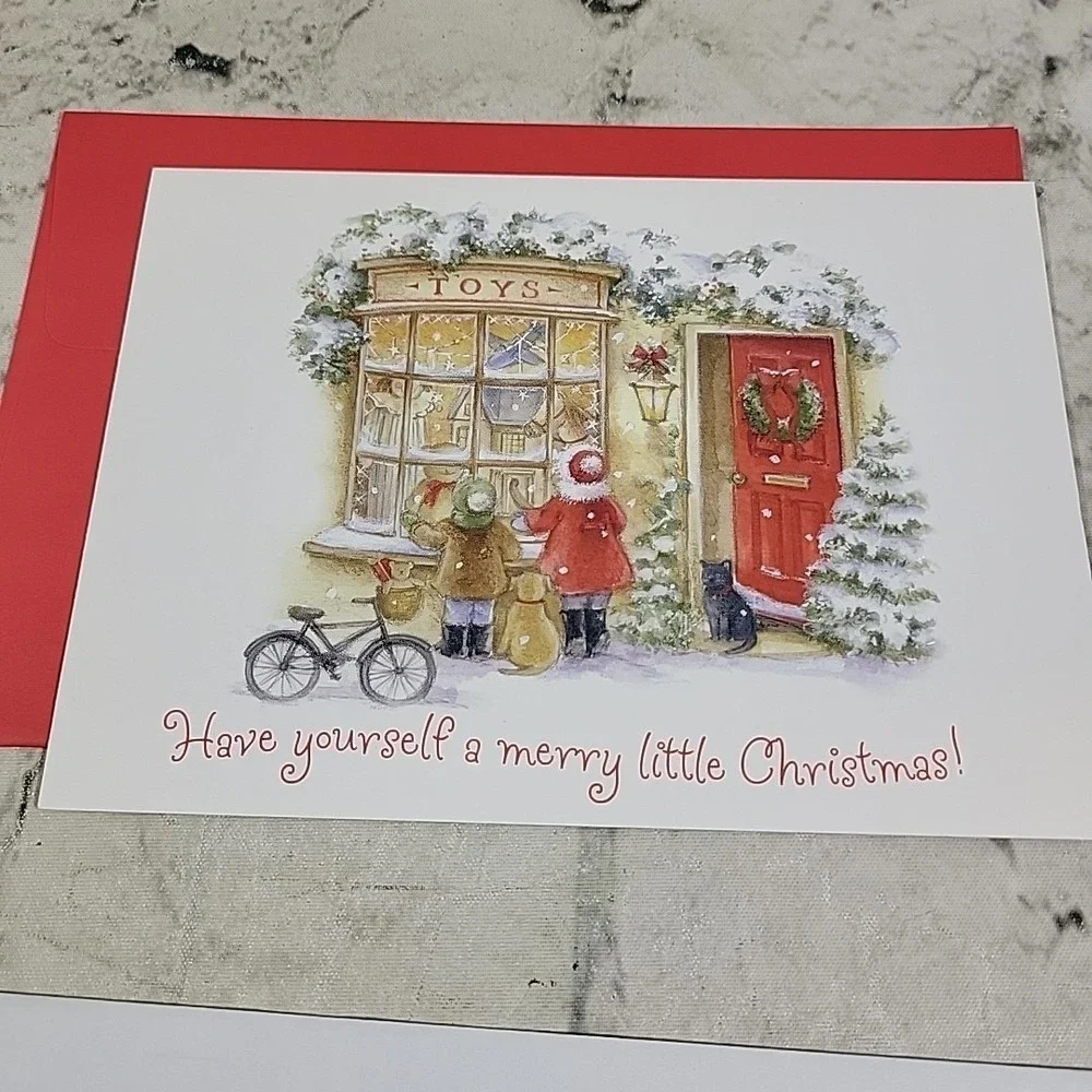Christmas Cards Assorted Lot Of 5 Bunny Pets Snowman Holiday Wreath